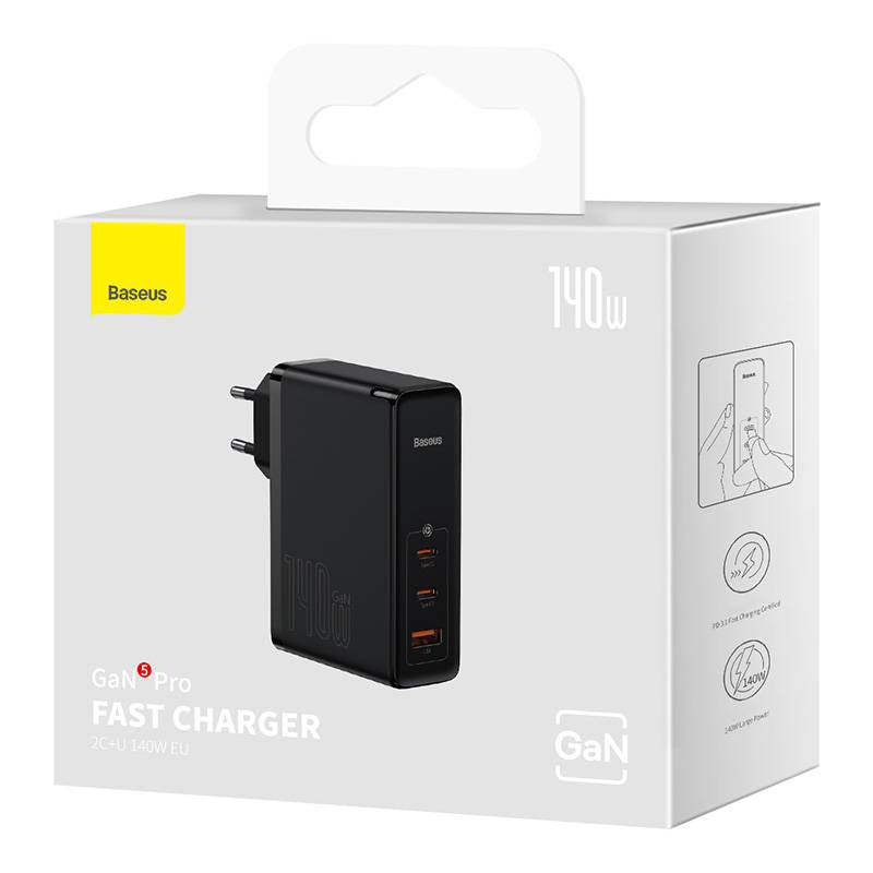 Wall charger Baseus GaN5 Pro 2xUSB-C + USB, 140W (black)_9