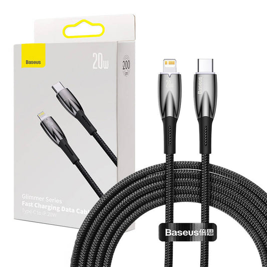 USB-C cable for Lightning Baseus Glimmer Series, 20W, 2m (Black)_0