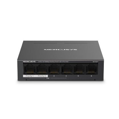 Mercusys MS106LP switch Gestionado Fast Ethernet (10/100) EnergÃ­a sobre Ethernet (PoE) Negro_0