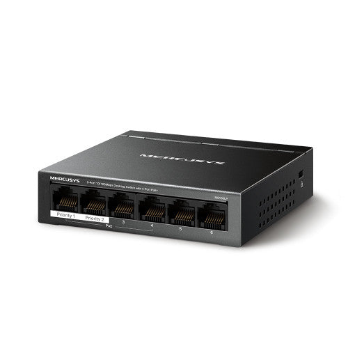 Mercusys MS106LP switch Gestionado Fast Ethernet (10/100) EnergÃ­a sobre Ethernet (PoE) Negro_1