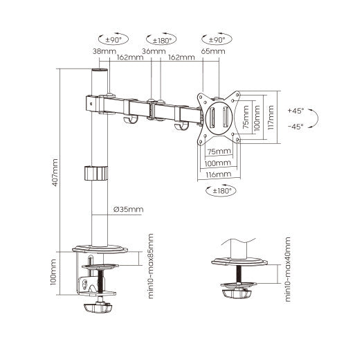 EWENT SOPORTE DE MESA PARA MONITOR  HASTA 34â€ CARGA MÃXIMA 9KG._5