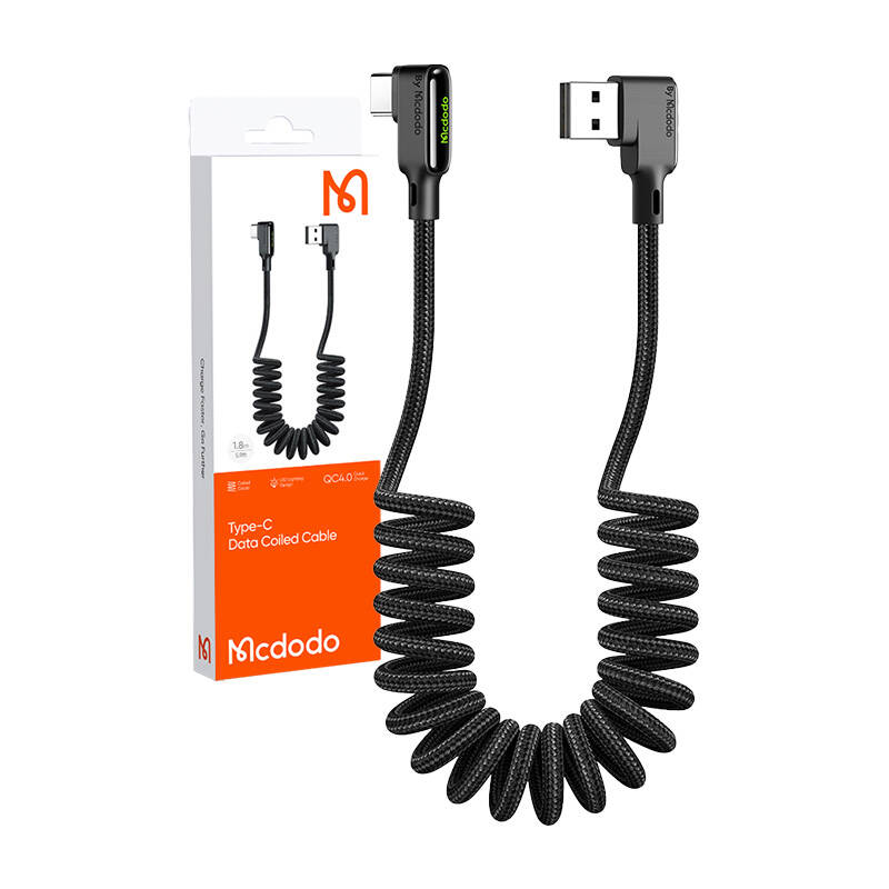 USB to USB-C cable, Mcdodo CA-7310, angled, 1.8m (black)_4