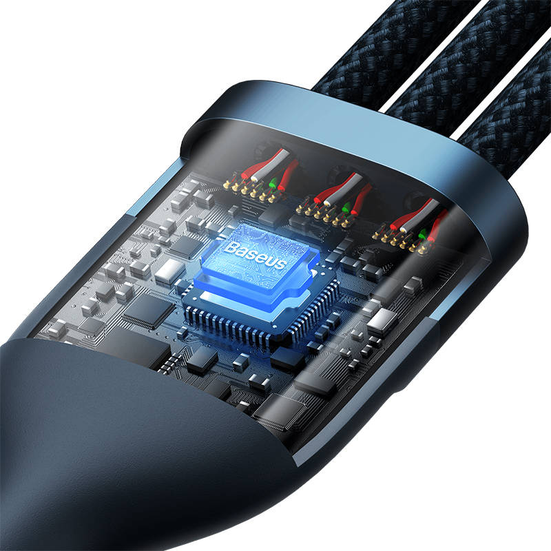 Baseus Flash Series Ⅱ 3in1 Fast Charging Cable USB-A to USB-C / Micro-USB / Lightning 66W 480Mbps 1.2m Blue_9