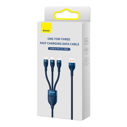Baseus Flash Series Ⅱ 3in1 Fast Charging Cable USB-A to USB-C / Micro-USB / Lightning 66W 480Mbps 1.2m Blue_14