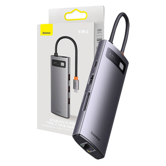 Hub 8in1 Baseus StarJoy Series, USB-C to 3x USB 3.1 + HDMI + USB-C PD + RJ45 + microSD/SD_0