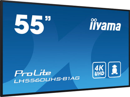 iiyama PROLITE Pizarra de caballete digital 139,7 cm (55") LED Wifi 500 cd / mÂ² 4K Ultra HD Negro Procesador incorporado Android 11 24/7_0