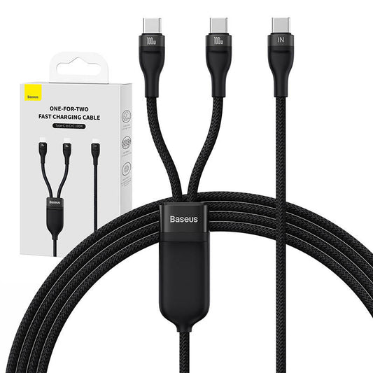 2in1 USB cable Baseus Flash Series USB-C do USB-C 100W, 1.5m (black_0