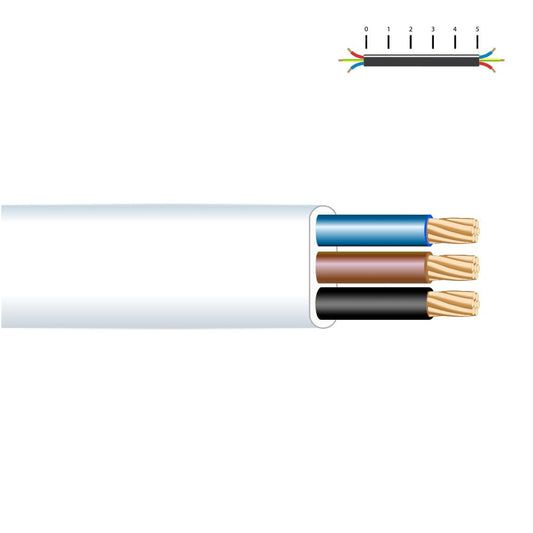 Rolo de cabo plano 3 x 1,50 mmÂ² branco, 25 m_0