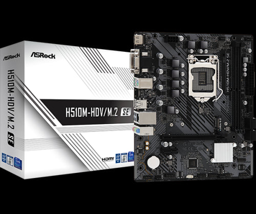 PLACA ASROCK H510M-HDV/M.2 SE,INTEL,1200,H470,2DDR4,64GB,VGA+DVI+HDMI,GBLAN,4SATA3,6USB3.2+M.2,MATX_0