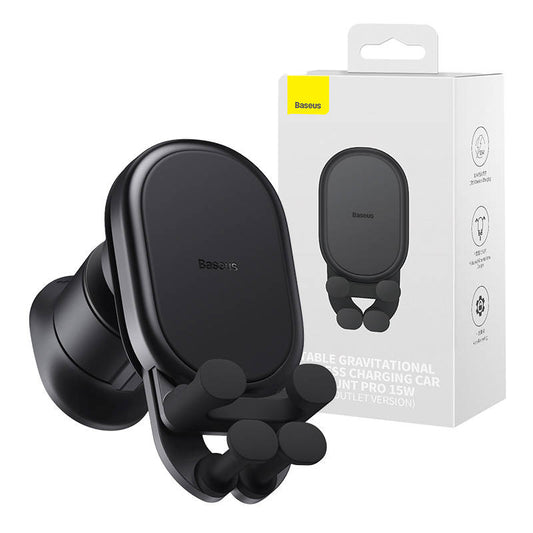 Stable Gravitational Wireless Charging Car Mount Baseus Pro 15W (black)_0