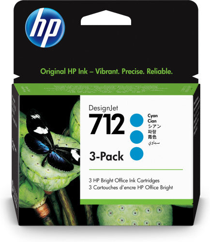 HP 712 3-pack 29-ml Cyan DesignJet Ink Cartridge cartucho de tinta 3 pieza(s) Original Rendimiento estándar_1