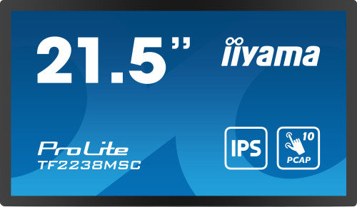 MONITOR IIYAMA 22" TACTIL (TF2238MSC-B1) 1920X1080/ 600CD /1000:1 / HDMI/ DP /2 X USB/ 5MS/ MM / USO HORIZ-VERTI-BOCA ARRIBA / VESA 100X100 /NEGRO_0