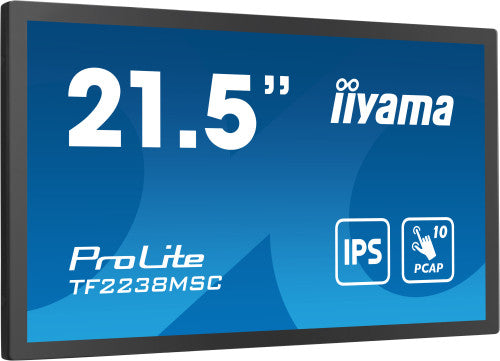 MONITOR IIYAMA 22" TACTIL (TF2238MSC-B1) 1920X1080/ 600CD /1000:1 / HDMI/ DP /2 X USB/ 5MS/ MM / USO HORIZ-VERTI-BOCA ARRIBA / VESA 100X100 /NEGRO_3