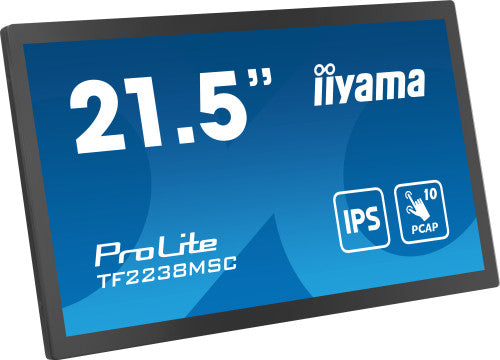MONITOR IIYAMA 22" TACTIL (TF2238MSC-B1) 1920X1080/ 600CD /1000:1 / HDMI/ DP /2 X USB/ 5MS/ MM / USO HORIZ-VERTI-BOCA ARRIBA / VESA 100X100 /NEGRO_4