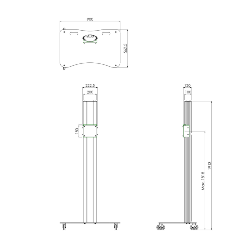 TROLLEY, FIXED INSTALLATION, FOR FLAT PANELS MAX. 65 INCH, 60 KG_0