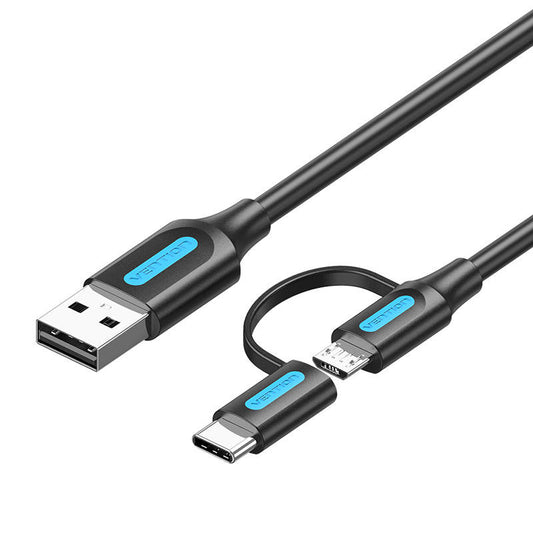 Cable 2in1 USB 2.0 to USB-C/Micro USB Vention CQDBF 1m (black)_0