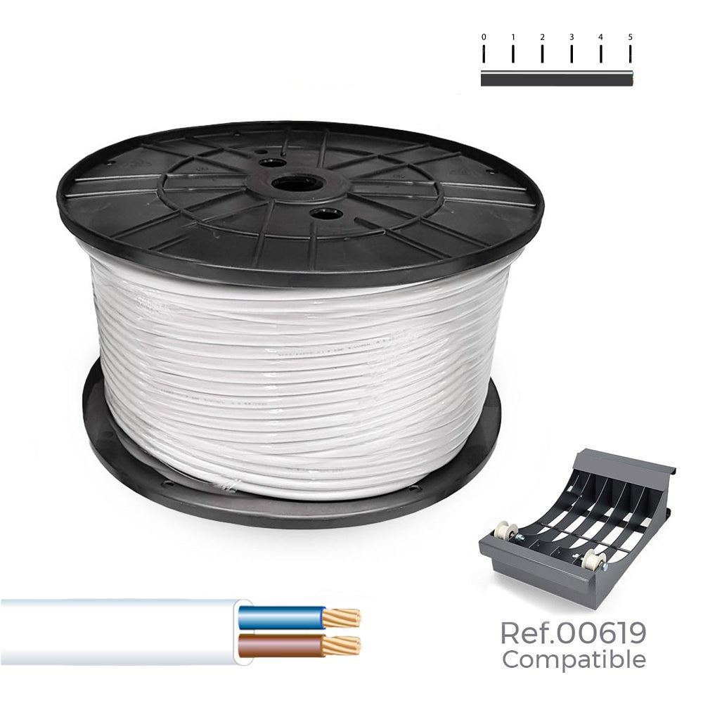Cabo paralelo h05vvh2-f 2 x 1,00 mmÂ² branco, 300 m. (bobine grande)_0
