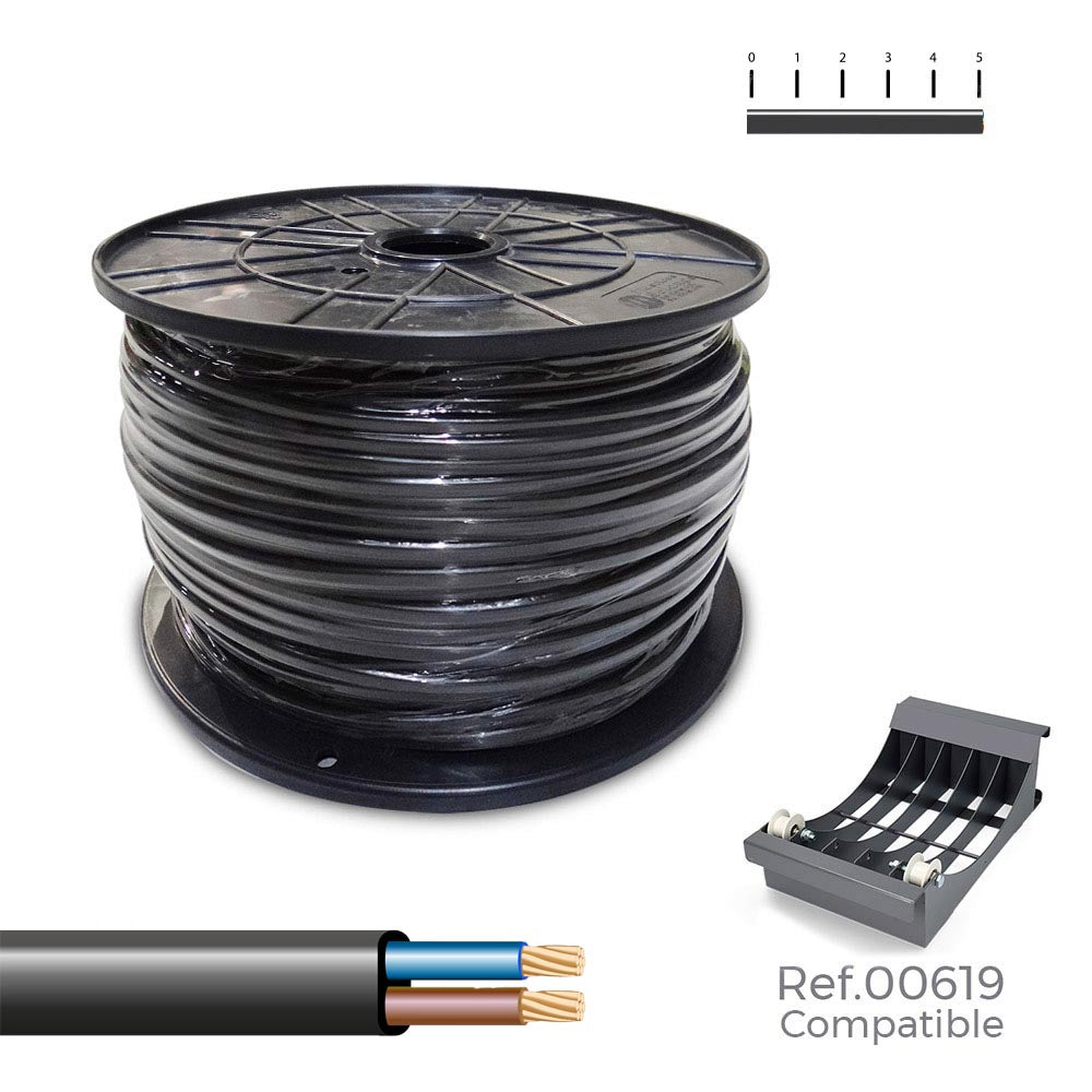 Cabo paralelo h05vvh2-f 2 x 1mmÂ² preto 300m. (bobine grande)_0