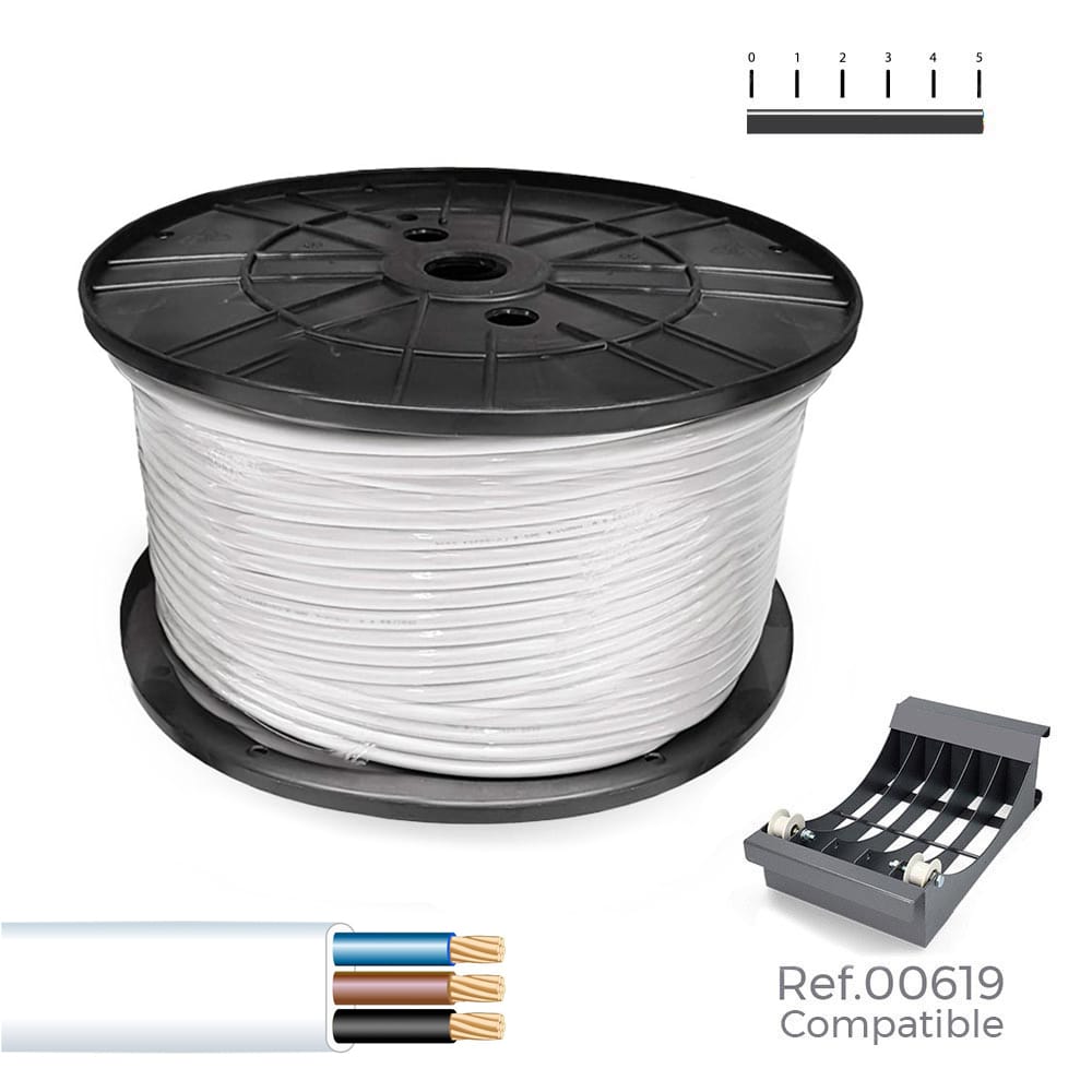 Cabo paralelo 3 x 1,50 mmÂ² branco 200m. (bobine grande)_0