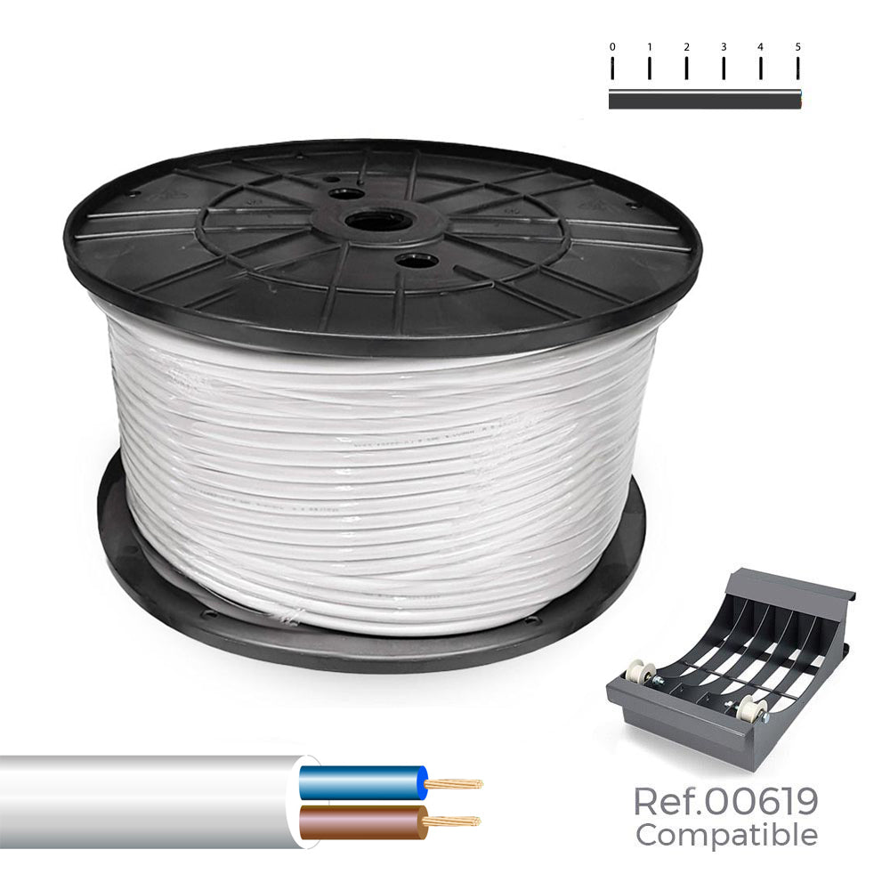 Cabo elÃ©trico h05vv-f 2 x 1,00 mmÂ² branco, 300m. (bobine grande)_0