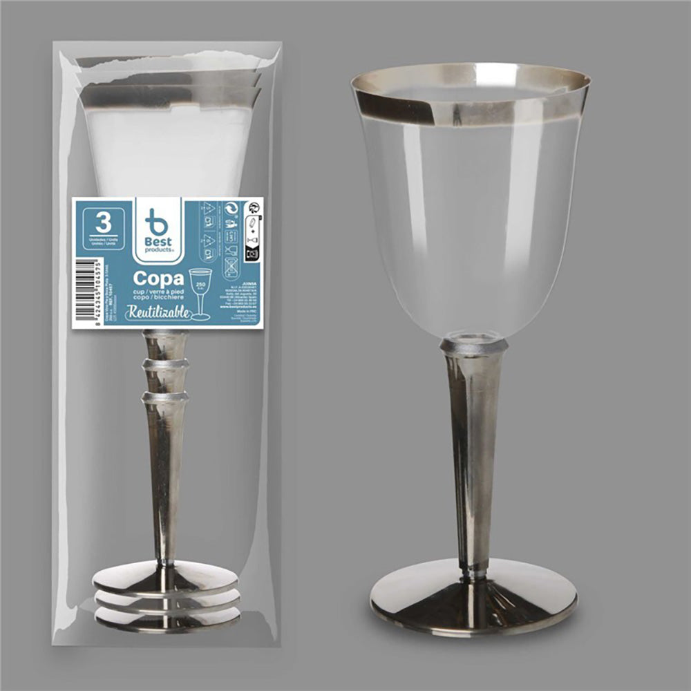 Copo de vinho reutilizÃ¡vel, 3 unidades. capacidade 250 cc_0