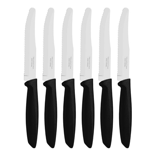 Facas serrilhadas para carne ponta redonda, plenus, preto, 6 uniades_0