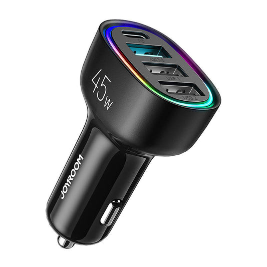 Car charger Joyroom JR-CL09, 4-port, 1x USB-C PD, 1x QC3.0 USB, 2x USB (black)_0