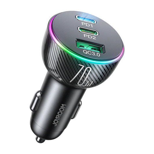 Car charger Joyroom JR-CL26, 2x USB-C PD, 1x USB 70W (black)_0