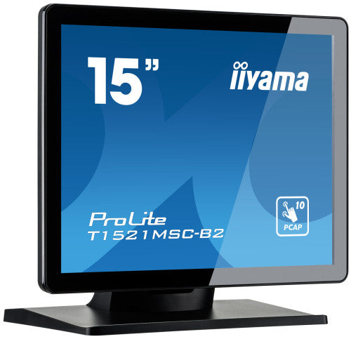 MONITOR IIYAMA 15" PCAP BEZEL FREE FRONT, 10P TOUCH, 1024X768, SPEAKERS, VGA, HDMI, 325CD/MÂ², USB INTERFACE, EXTERNAL POWER ADAPTER, MULTITOUCH WITH SUPPORTED OS (T1521MSC-B2)_4