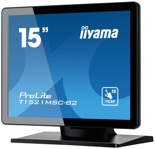MONITOR IIYAMA 15" PCAP BEZEL FREE FRONT, 10P TOUCH, 1024X768, SPEAKERS, VGA, HDMI, 325CD/MÂ², USB INTERFACE, EXTERNAL POWER ADAPTER, MULTITOUCH WITH SUPPORTED OS (T1521MSC-B2)_5