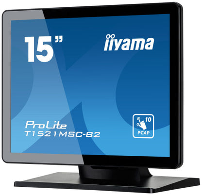 MONITOR IIYAMA 15" PCAP BEZEL FREE FRONT, 10P TOUCH, 1024X768, SPEAKERS, VGA, HDMI, 325CD/MÂ², USB INTERFACE, EXTERNAL POWER ADAPTER, MULTITOUCH WITH SUPPORTED OS (T1521MSC-B2)_5