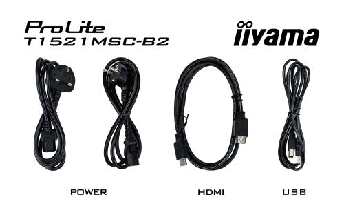 MONITOR IIYAMA 15" PCAP BEZEL FREE FRONT, 10P TOUCH, 1024X768, SPEAKERS, VGA, HDMI, 325CD/MÂ², USB INTERFACE, EXTERNAL POWER ADAPTER, MULTITOUCH WITH SUPPORTED OS (T1521MSC-B2)_15