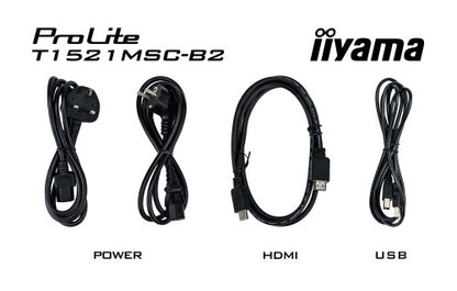 MONITOR IIYAMA 15" PCAP BEZEL FREE FRONT, 10P TOUCH, 1024X768, SPEAKERS, VGA, HDMI, 325CD/MÂ², USB INTERFACE, EXTERNAL POWER ADAPTER, MULTITOUCH WITH SUPPORTED OS (T1521MSC-B2)_15