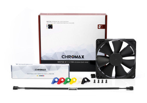 NOCTUA VENTILADOR CAJA NF-F12-PWM CH.BK.S, NF-F12 PWM CHROMAX.BLACK.SWAP, 120MM, 120X120X25MM, 12V, 1500RPM/300RPM, 22,4 DB(A), 93,4 M3/H, 2,61 MM H2O, 4 PINES, 6 COLORES_2