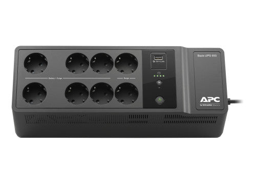 APC Back-UPS 650VA 230V 1 USB charging port - (Offline-) USV sistema de alimentaciÃ³n ininterrumpida (UPS) En espera (Fuera de lÃ­nea) o Standby (Offline) 0,65 kVA 400 W 8 salidas AC_1