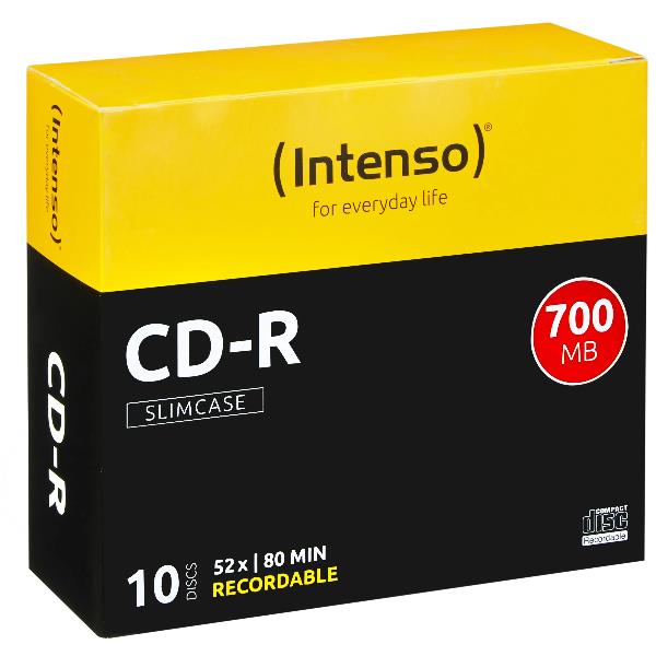 CD-R INTENSO 80 / 700MB 52x Speed Slimcase / Preto / 1001622_0