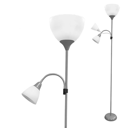 Candeeiro de pÃ© modelo boston cor prata e27 60w e leitor e14 40w edm_0
