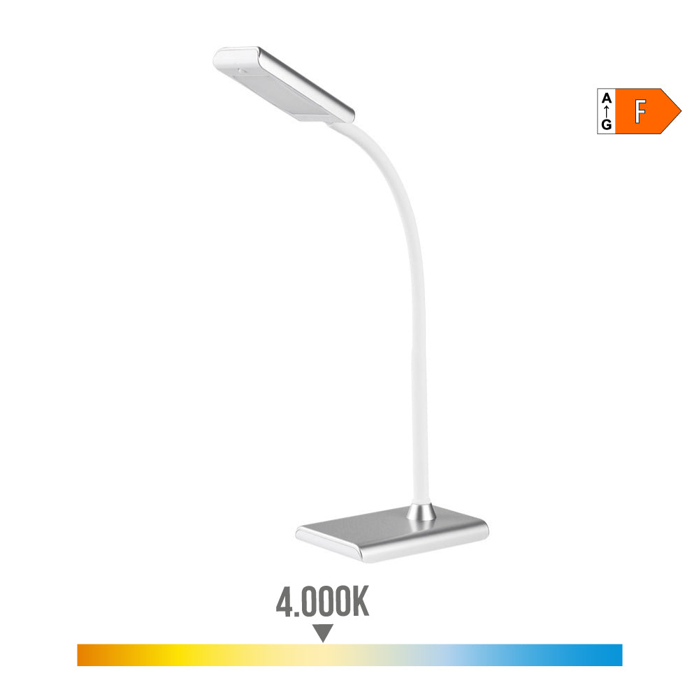 Candeeiro de mesa led 7w 400lm 4000k cor prata 13x9x33cm edm_0