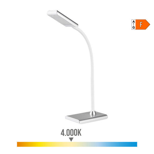 Candeeiro de mesa led 7w 400lm 4000k cor prata 13x9x33cm edm_0