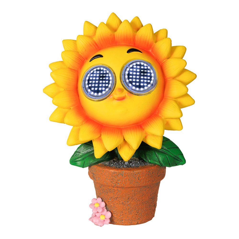 Figura solar girassol amarelo, 15,5 x 10,5 x 21,5 cm_0