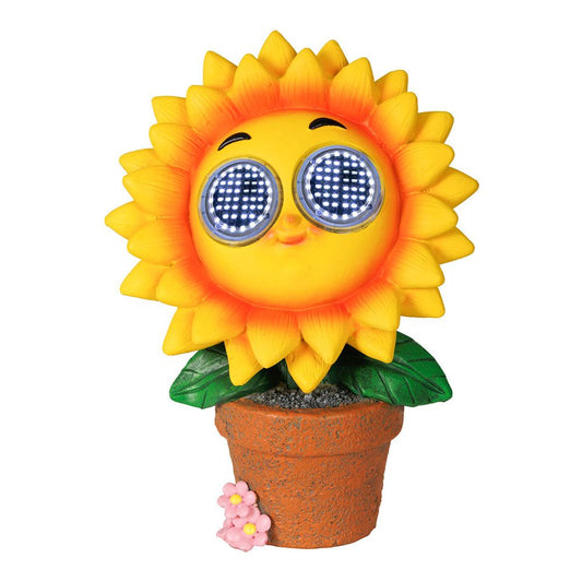 Figura solar girassol amarelo, 15,5 x 10,5 x 21,5 cm_0
