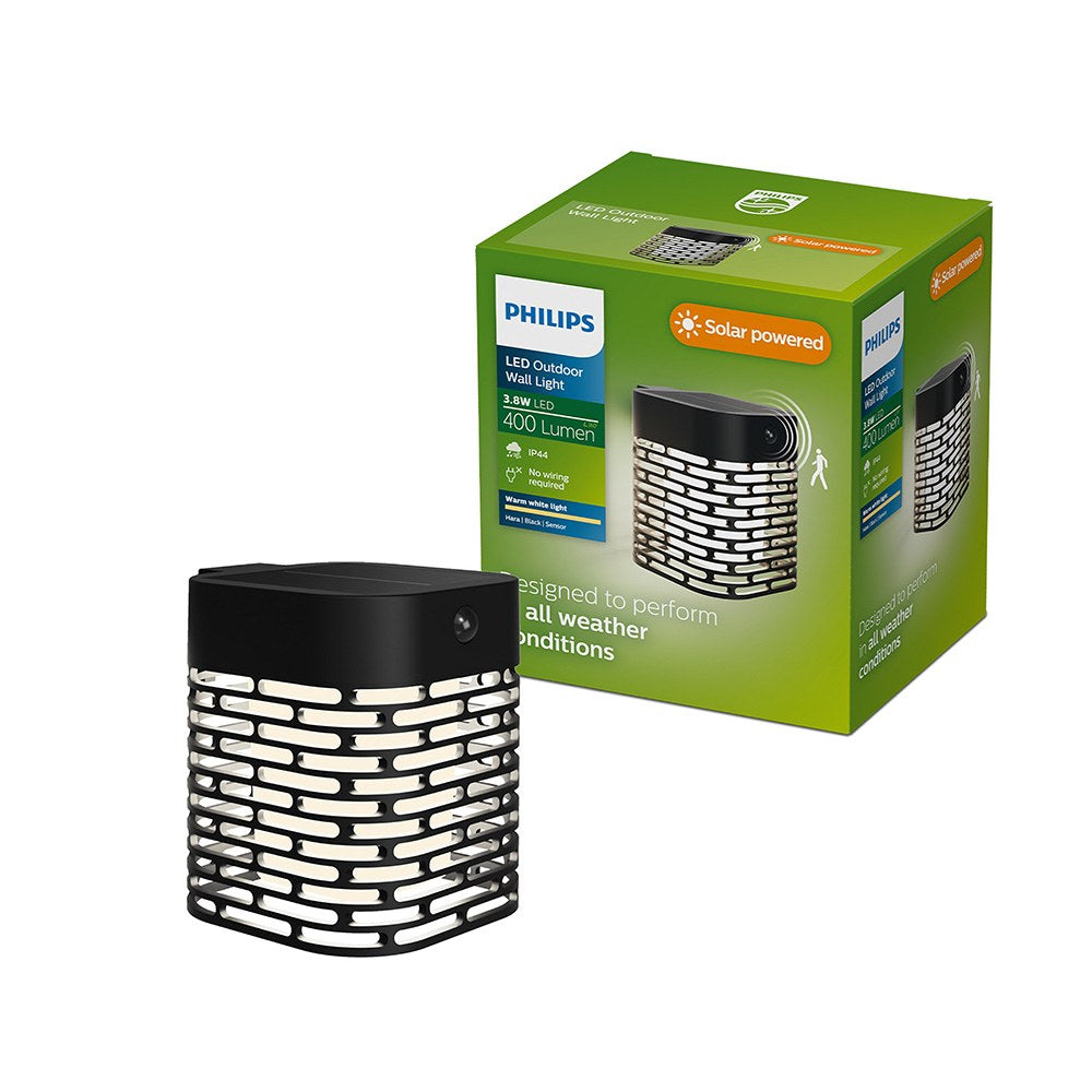 Aplique solar led hara preto 3,8 w, 400/10 lm, 2700 k_0