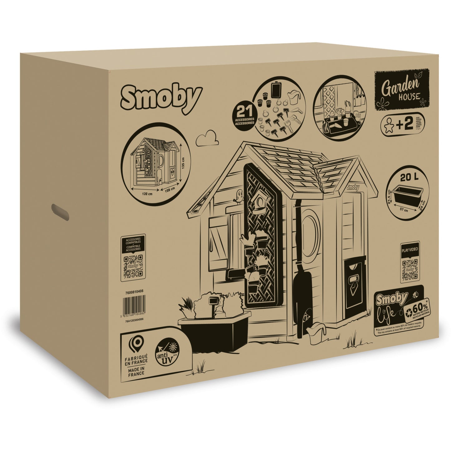 Casa Infantil Smoby Life Garden com Área de Jardinagem