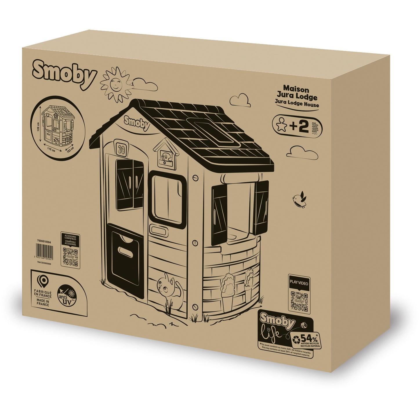 Casa Infantil Smoby Life Jura Lodge Exterior com Portas e Persianas