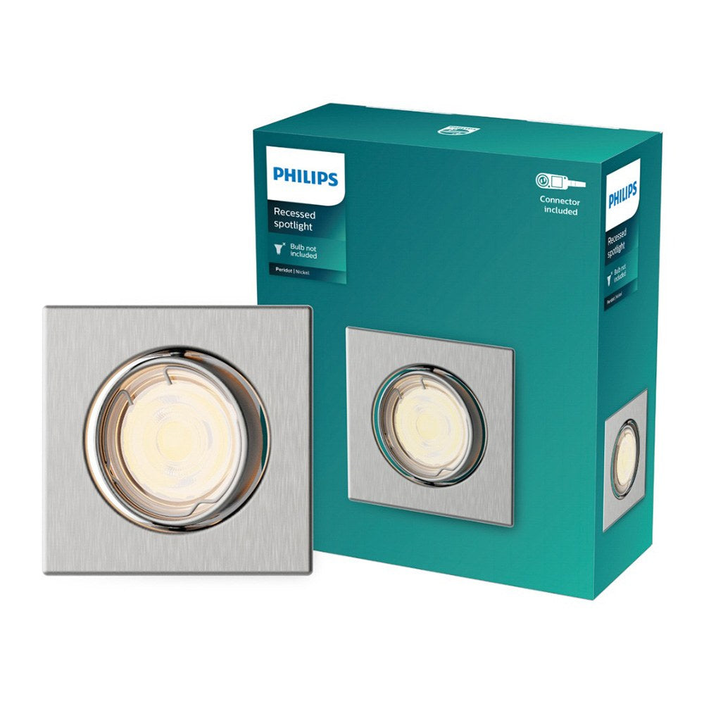 Anel de encastrar quadrado em metal, modelo peridot, basculante, gu10, nÃ­quel, 9 x 9 cm_0