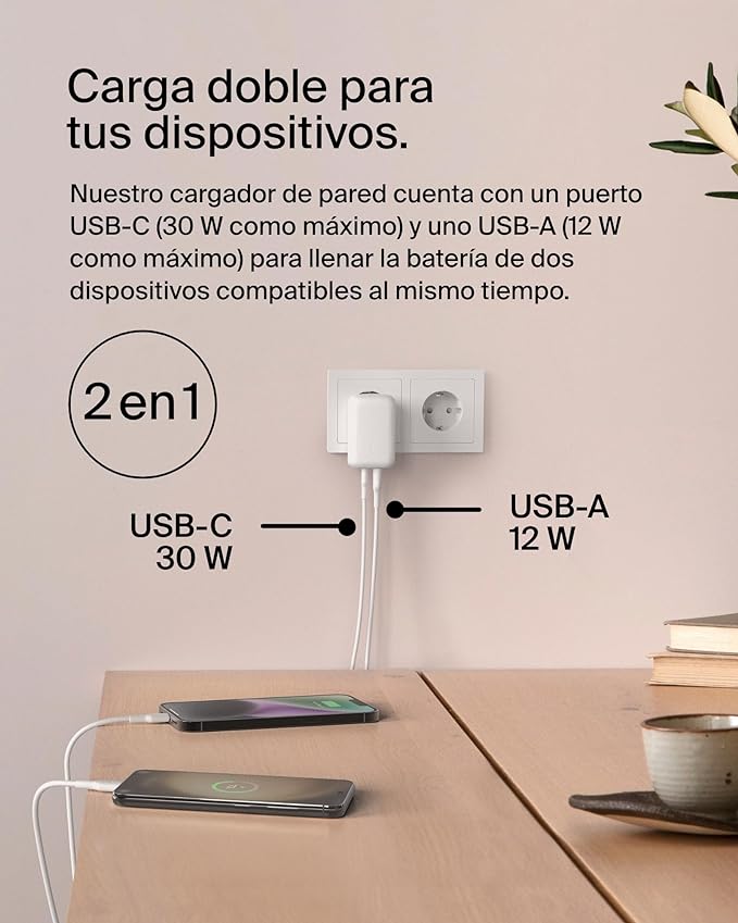 CARICABATTERIA DOPPIA PORTA 30W USB-C PD PPS + 12W USB-A - BIANCO_4