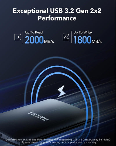 LEXAR EXTERNAL PORTABLE SSD 1TB,USB3.2 GEN2*2 UP TO 2000MB/S READ AND 1800MB/S WRITE_1