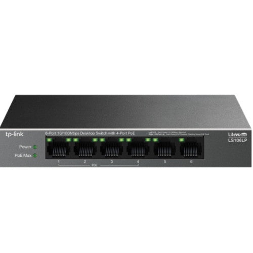 TP-Link LiteWave LS106LP switch No administrado Fast Ethernet (10/100) Energía sobre Ethernet (PoE) Negro_0