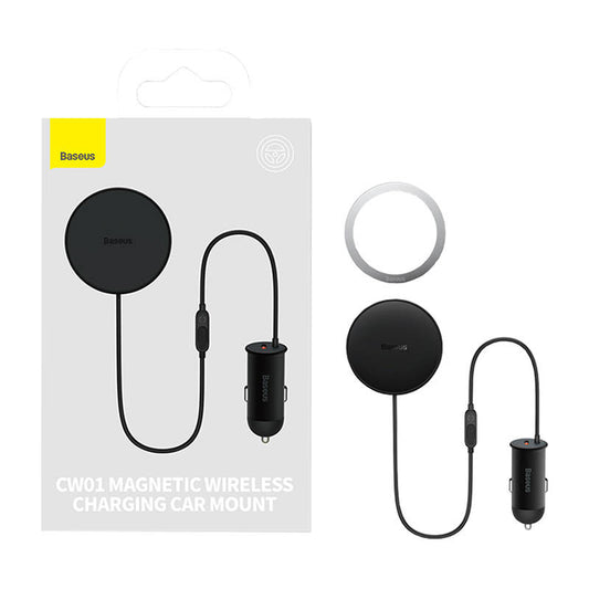 Magnetic Car Phone Holder Baseus CW01 to Ventilation Grid with car charger USB-A, 15W + 25W (black)_0