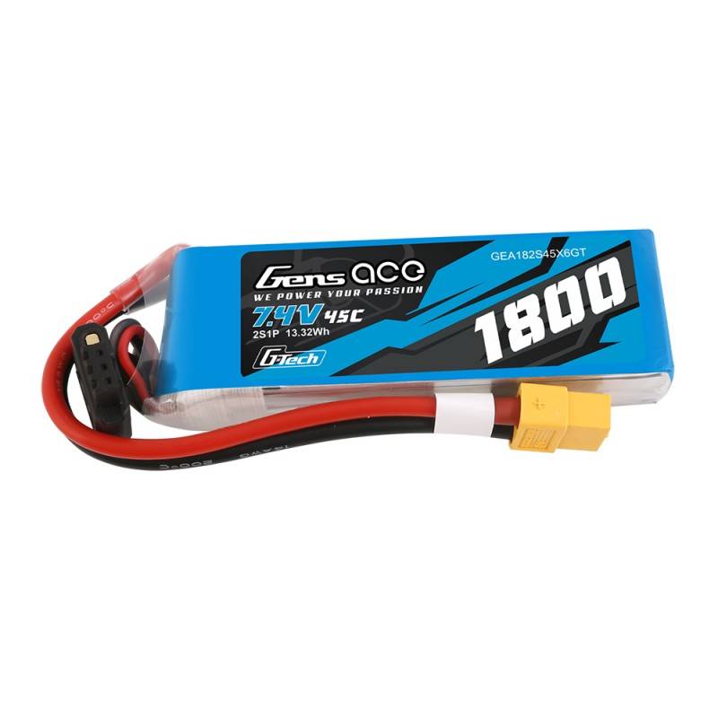 GensAce G-Tech LiPo 1800mAh 7.4V 45C 2S1P XT60 Battery_0